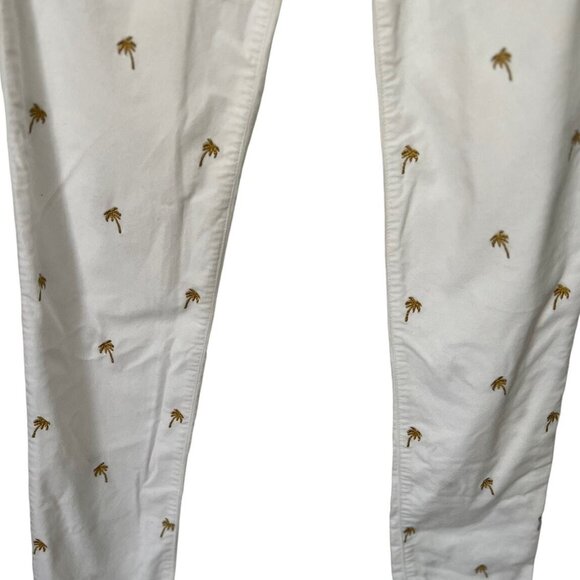 Lilly Pulitzer White Gold Palm Tree Embroidery Low Rise Worth Skinny Pant - Picture 3 of 3